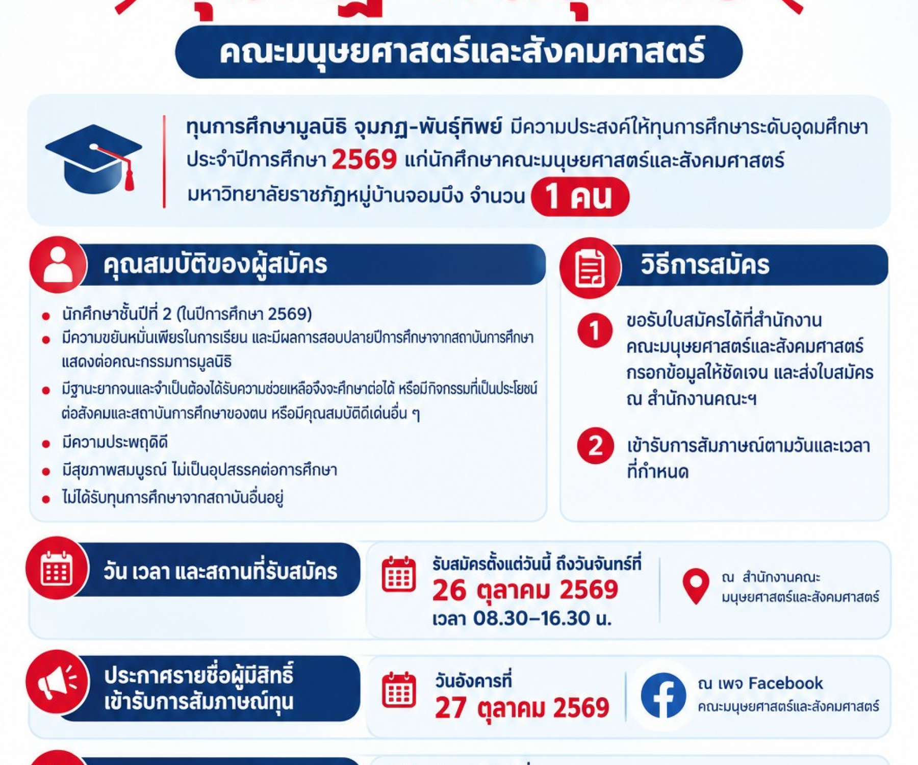 ทุนการศึกษาจากมูลนิธิจุมภฏ-พันธุ์ทิพย์